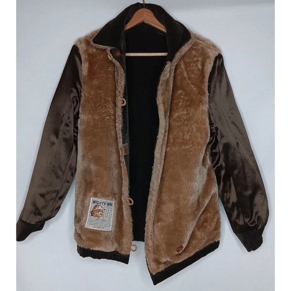 Vintage Mighty Mac Cape Ann Corduroy Men 36 Jacket Coat Faux Fur Lined Boating - Picture 3 of 13